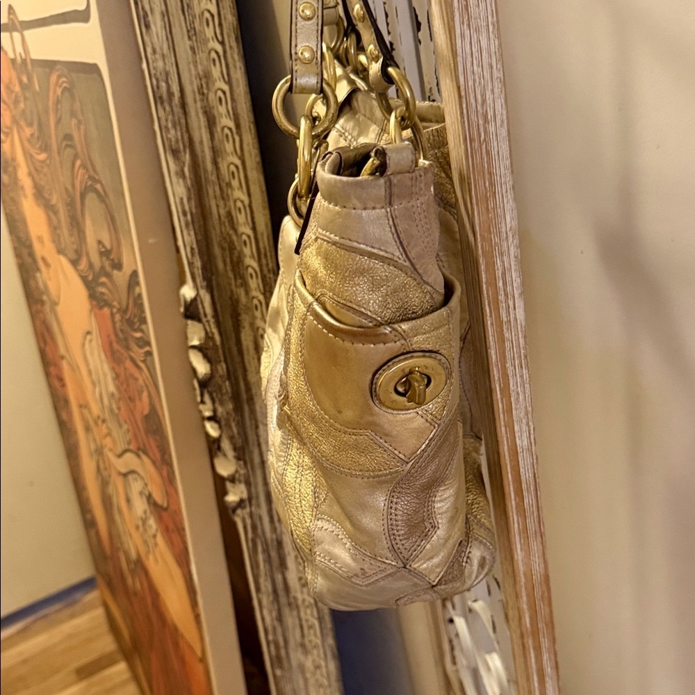 Vintage Rare Patchwork Collection Coach Metallic … - image 3